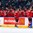 BUFFALO, NEW YORK - DECEMBER 31: Switzerland's Marco Miranda #11, Philipp Kurashev #23 and Simon le Coultre #4 celebrate a first period goal by Ken Jager #14 (not pictured) with teammates on the players' bench against Czech Republic during the preliminary round of the 2018 IIHF World Junior Championship. (Photo by Andrea Cardin/HHOF-IIHF Images)

